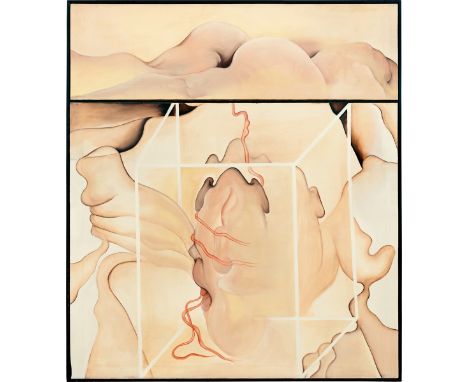 Maina-Miriam Munsky (Wolfenbüttel 1943 – 1999 Berlin). „Geburt 3“. 1967Acryl auf Leinwand. 136,7 × 120&nbsp;cm (53&nbsp;⅞ × 4