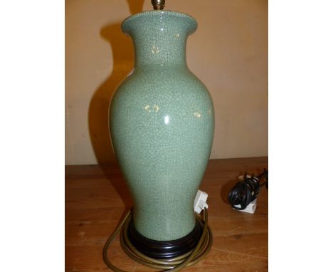 JOHN LEWIS LAMP BASE. John Lewis green ceramic lamp base, H ~ 46cm