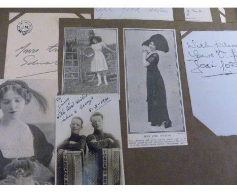 VINTAGE AUTOGRAPHS. Bag containing old time selection of vintage autographs