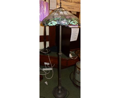 TIFFANY STYLE STANDARD LAMP. Metal Tiffany style standard lamp with dragonfly shade
