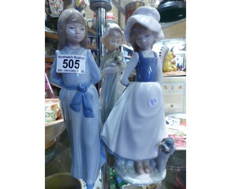 THREE NAO FIGURINES. Three Nao figurines of ladies, H - 24cm, 25cm and 26cm