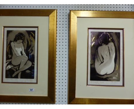 FRAMED LIMITED EDITION PRINTS. Pair of framed and glazed limited edition prints, 28 x 46cm,signed by artist Chris Bull ~ glas