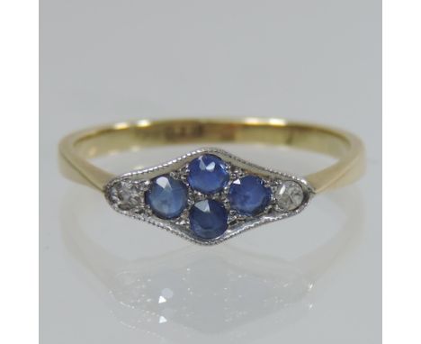 An early 20th century 18 carat gold sapphire and diamond ring, boxed