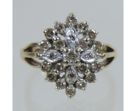 A 9 carat gold cluster ring, boxed 