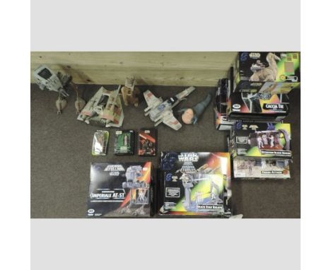 A collection of Kenner Star Wars models, to include X-Wing Fighter, Caccia Tie, Snowspeeder, Ronto and Jawa, some boxed