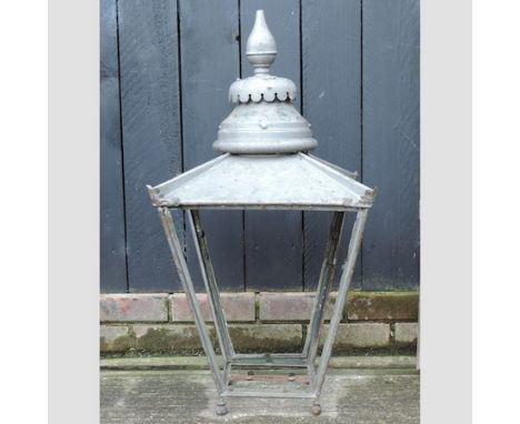 A Victorian copper lamp post lantern, 90cm tall