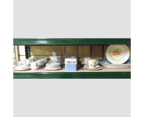 A collection of china, to include a Clarice Cliff dish, a James Kent part tea service, a cube teapot together with two meat d