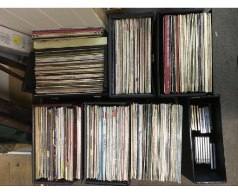 Five record cases and a box of LPs, various genres together with a case of CD box sets (7).