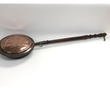 No Reserve - A vintage brass bed warning pan. 110cm long 33cm wide.
