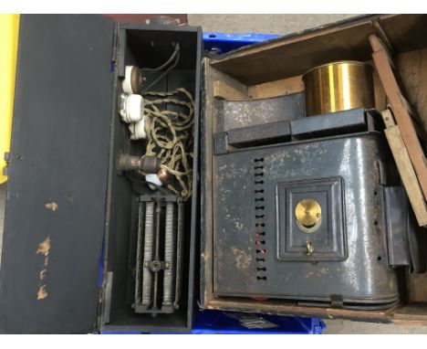 Boxed magic lanterns &amp; a collection of slides (tray not included)