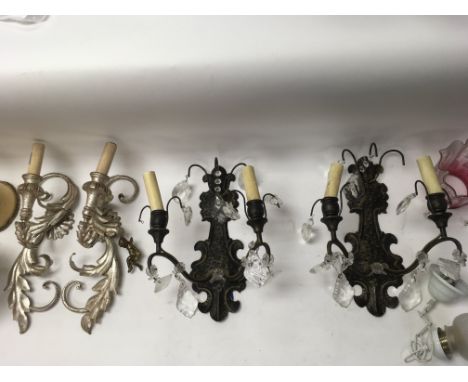 Candelabra chandelier lights including shades