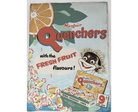 A vintage car sign for Mayfair Quenchers, by Sunderland. 57 x 41cm