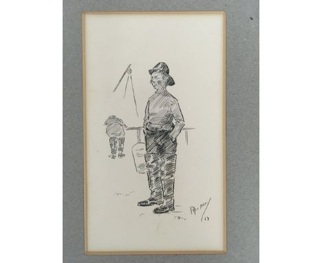 A small ink sketch of a fisherman, (possible Baden Powell links due to source).