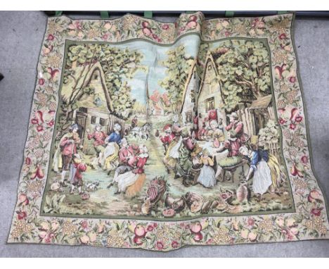 A large unframed tapestry with support post. NO RESERVE