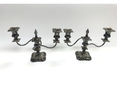 A pair of vintage silver plated twisted arm candelabras. NO RESERVE