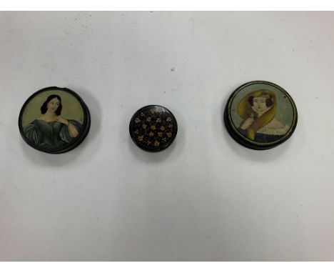 Three Victorian papier-mÃ¢chÃ© patch pots.