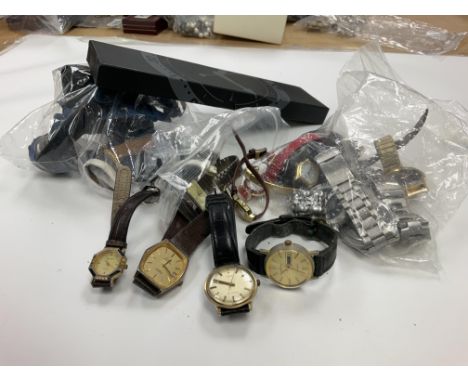 Two bags of ladies and mens vintage watches and parts