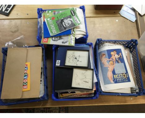 A collection of various vintage papers, photographs, sporting annuals, show programmes and guides