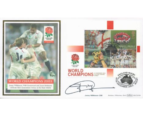 Rugby Jonny Wilkinson signed Benham 2003 World Cup miniature sheet official FDC BLCS270b. Good condition. All autographs come