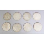 A GROUP OF SEVEN GOOD QUALITY EARLY/MID 19TH CENTURY CHINESE EXPORT CIRCULAR MOTHER-OF-PEARL