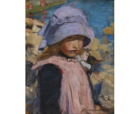 HARRINGTON MANN (1864 - 1937)PORTRAIT OF A YOUNG GIRLOil on panel, 25 x 19.5cmSigned