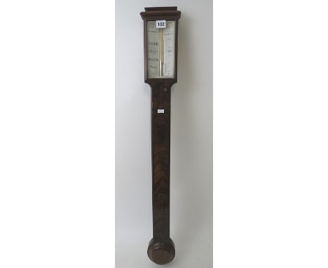 A 19th century mahogany stick barometer, the dial signed A Ross, 21 Featherstone Build Street, High Holborn, 38 1/2 high