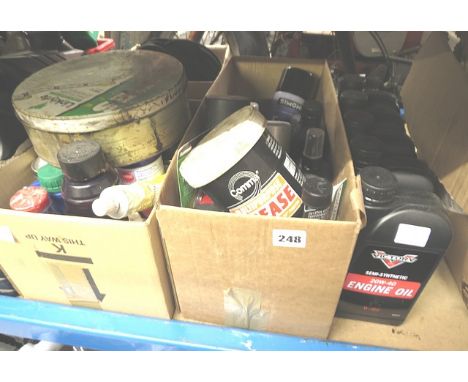 A large quantity of miscellaneous fluids to include Victory engine oil, 20w-40