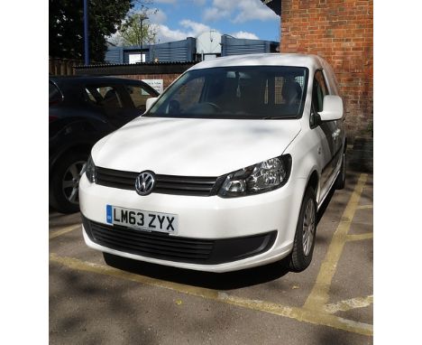 VW Caddy van registration number LM63 ZYX, in white, 28,475 recorded miles