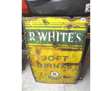 An R Whites enamelled soft drinks advertising sign, circa 1930, 76cm x 51cm