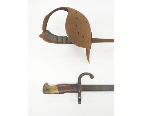 A French bayonet, no scabbard and a fencing sword  *THIS LOT IS NOT AVAILABLE FOR PACKING AND POSTING**