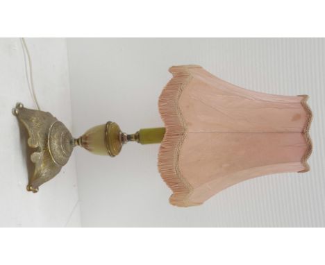 A large onyx table lamp with shade **PLEASE NOTE THIS LOT IS NOT ELIGIBLE FOR IN-HOUSE POSTING AND PACKING** 