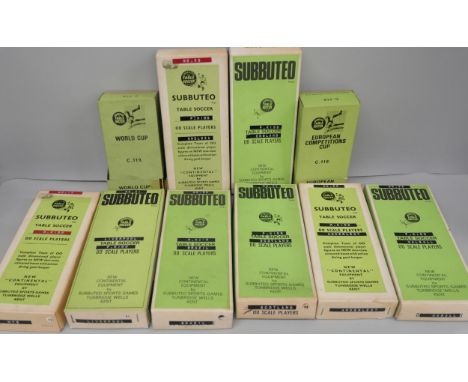 A collection of Subbuteo including World Cup and European Championships trophies, also teams, Anderlecht, Liverpool, Scotland