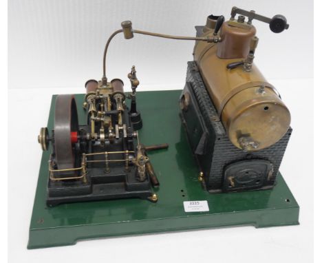 A German Doll et Cie. stationary steam engine, lacking chimney, base 36cm x 43cm