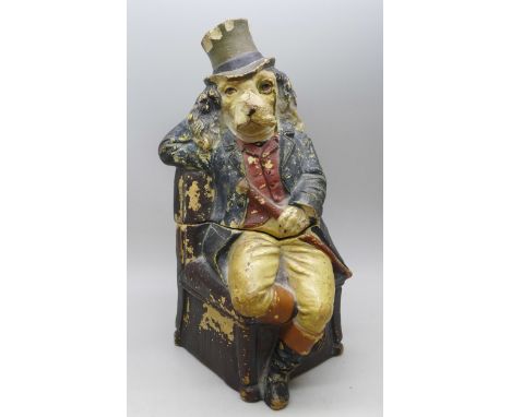 A novelty 19th Century figural tobacco jar, marked JM 3321, a/f
