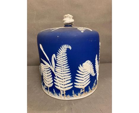 A Wedgewood blue Jasperware stilton bell with oak leaf relief AF