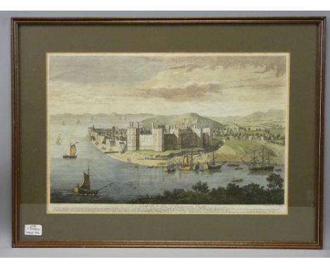 J BOYDELL lithograph 1749 - North West view of Caernarfon Castle, 28 x 43 cms