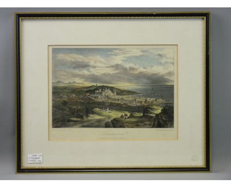 G PICKERING, CHESTER, lithograph 1829 - fine view of Carnarvon, 20.5 x 28 cms