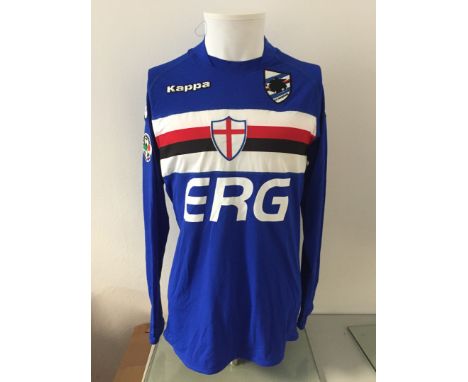 Antonio Cassano - U.C. Sampdoria – Stagione 2007-2008 Maglia gara Kappa, a maniche lunghe, taglia XL. Sul fronte: Sponsor com