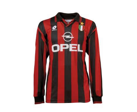 Lars Jesper Blomqvist - A.C. Milan  - Stagione 1996-1997  Maglia gara Lotto, a maniche lunghe, taglia L. Sul fronte: sponsor 