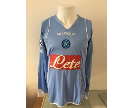 Mariano Bogliacino - S.S.C. Napoli  – Stagione 2007-2008  Maglia gara Diadora, a maniche lunghe, taglia L. Sul fronte: sponso