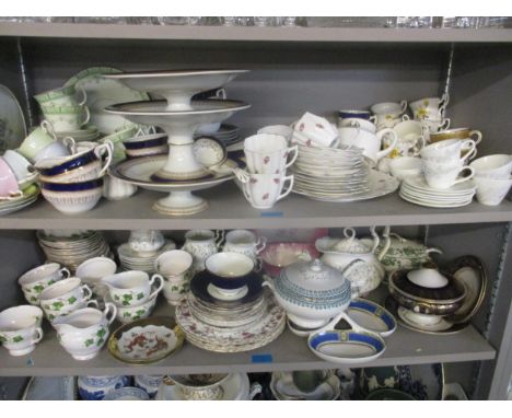 A quantity of porcelain table waves and part tea sets to include Wedgewood, Royal Worcester Regency, Royal Albert Caroline, C