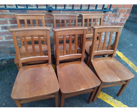 Six vintage oak school chairs A/F made by Glennisters, High Wycombe, Location: LAB 