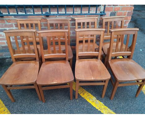 Eight vintage oak school chairs A/F made by Glennisters, High Wycombe, Location: LAM 