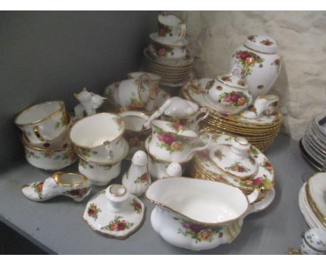 A mixed lot to include a collection of Royal Albert Old Country Roses china to include a part dinner and tea service, a Coron