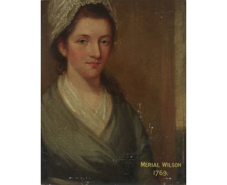 British School, late 18th century- Portrait of Merial Wilson; oil on canvas laid down on board, inscribed and dated 'MERIAL W
