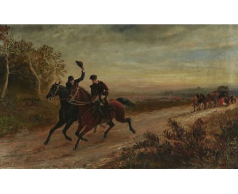Richard Dodd Widdas, British 1826-1885- The Highwaymen; oil on canvas, signed and dated 'R. D. Widdas / 1884.' (lower right),