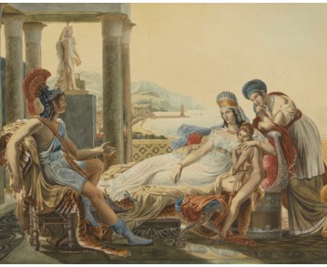 After Pierre-Narcisse Guérin, French 1774-1833- Dido and Aeneas; pencil and watercolour heightened with white on paper, 42.3 