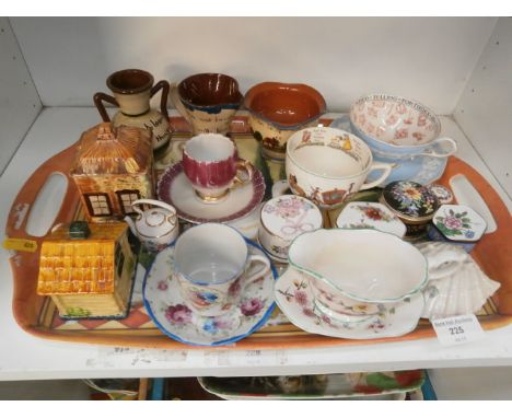 tray of collectables inc. cottage ware, trinket pots and stoneware etc