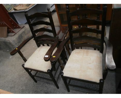 pair of mahogany ladder back stand chairs
