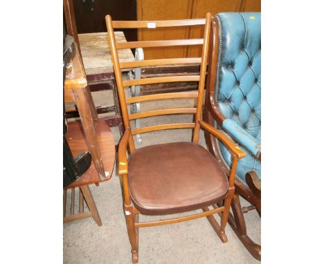 teak ladder back rocking chair